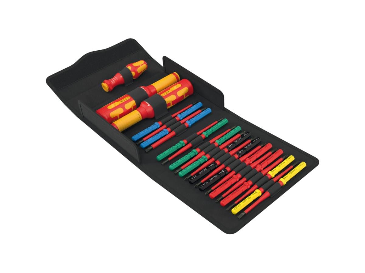 Wera Schraubendreher Kraftform Kompakt VDE Safe-Torque Speed, (Set, 23 St), Nicht überziehbare Drehmomentfunktion für Rechts-/ Linksanzug