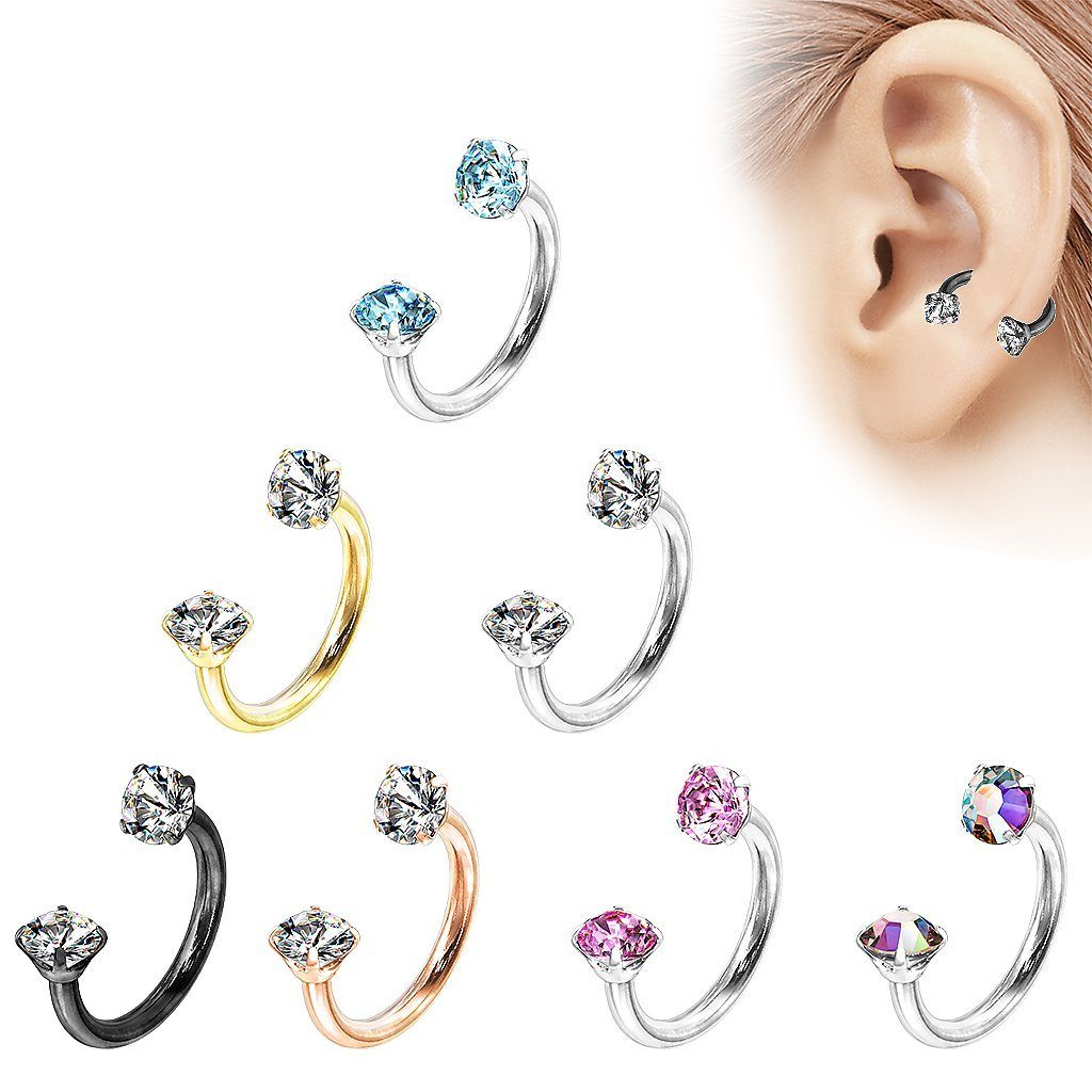 Taffstyle Augenbrauenpiercing Lippenpiercing Nasen Hufeisen Piercing Kristall Kugeln Innengewinde, Piercing Glitzer Ohr Lippen Nase Horseshoe Tragus Helix Labret Daith