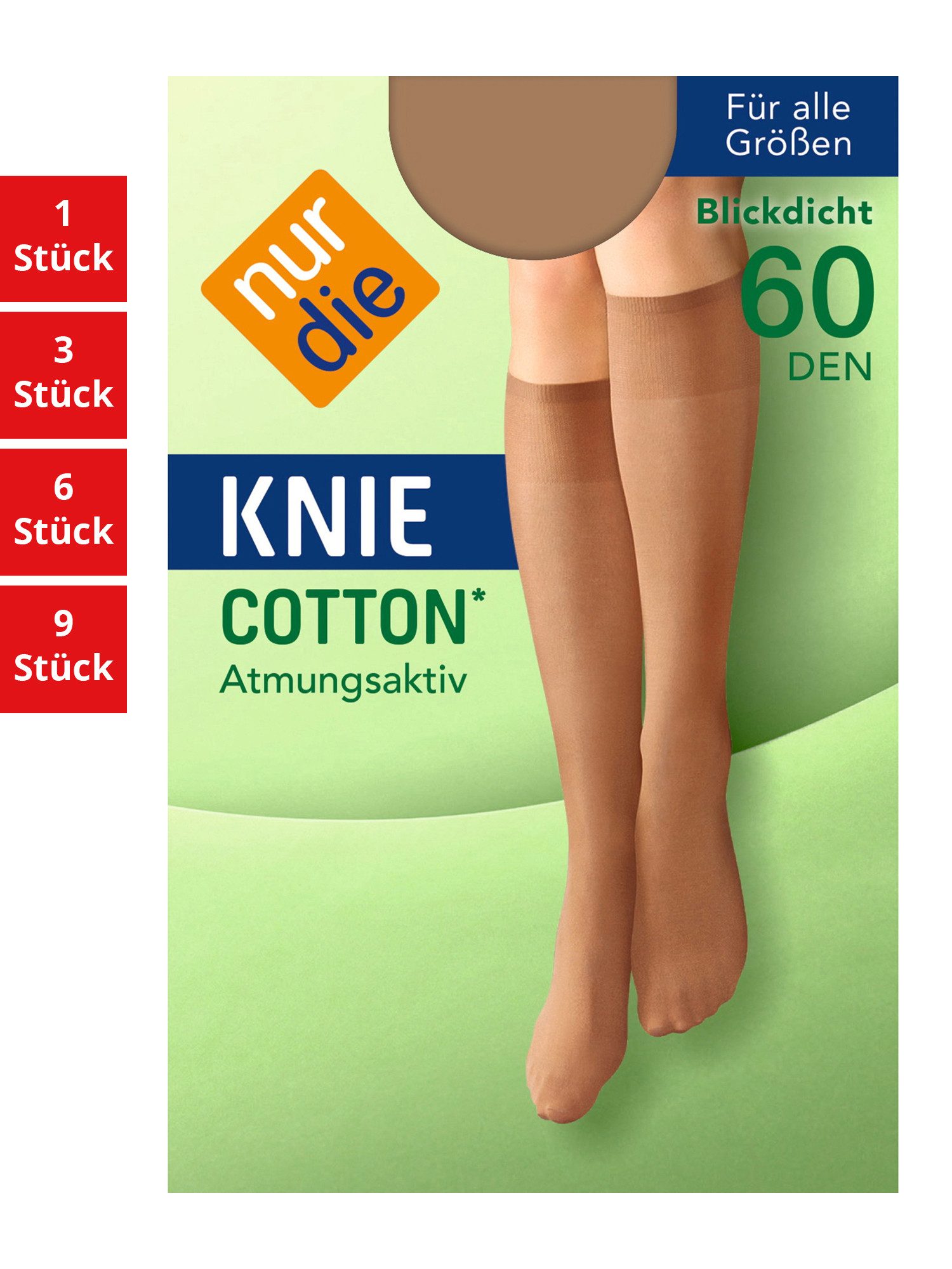 Nur Die Гольфи Cotton 60 DEN Damen (1er/3er/6er/9er Pack, 1-Paar) Knie-strümpfe thermo-socken overknee