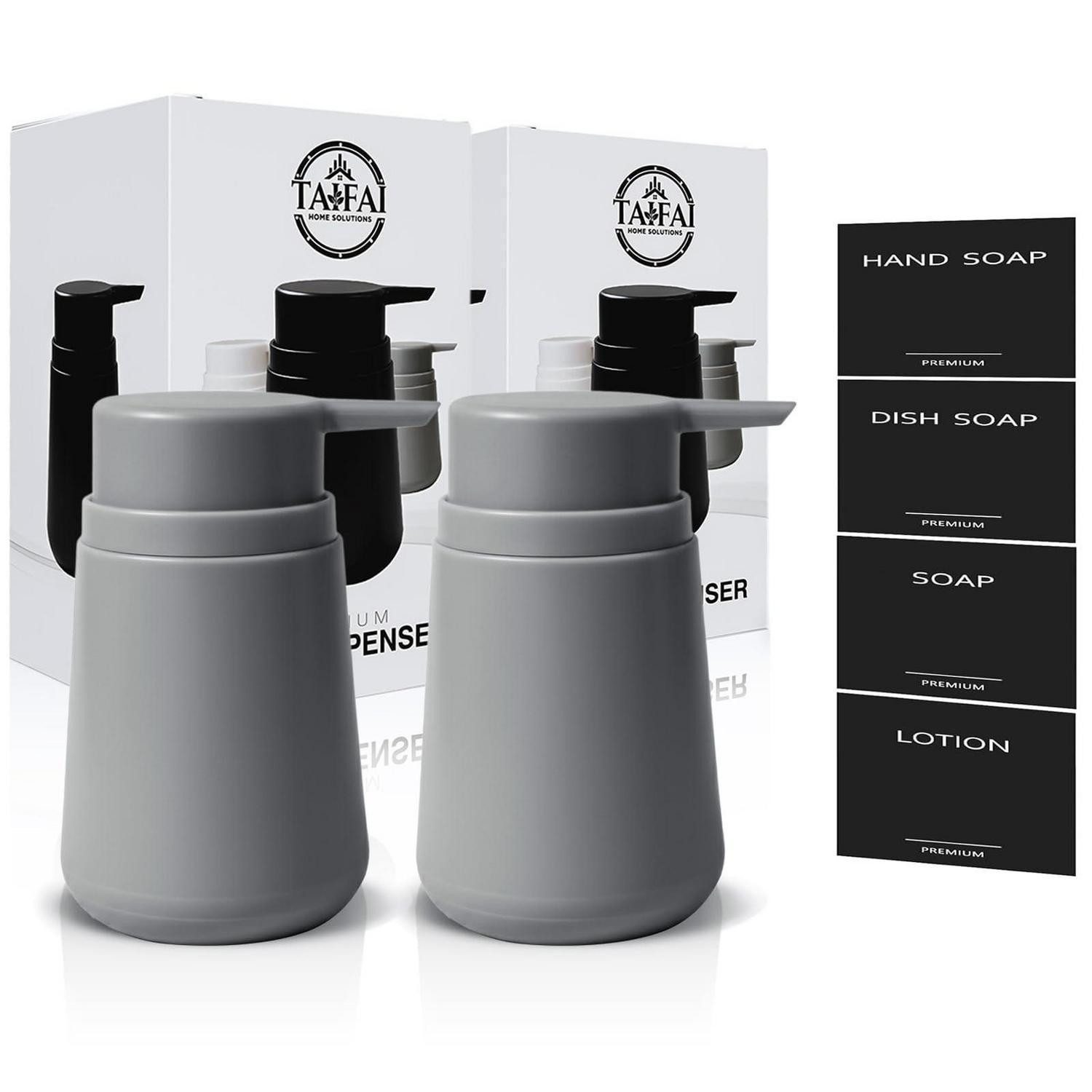 LuxusKollektion Seifenspender Seifenspender Set 2x320ml Grau Kunststoff Pumpspender