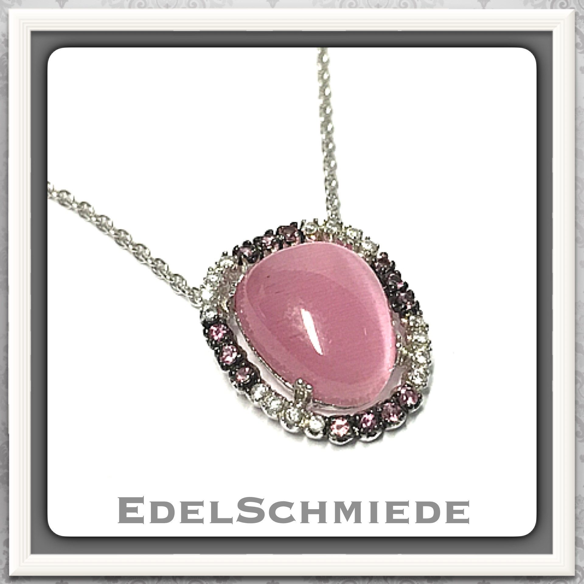 Kettenanhänger Edelschmiede925 Anhänger inkl Kette 925 Silber mit rosa Zirkonia