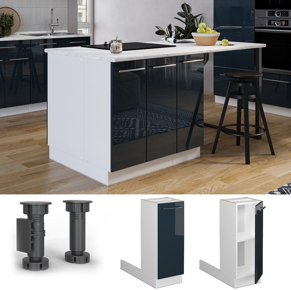 Vicco Unterschrank Fame-Line, Dunkelblau Hochglanz/Weiß, 30 günstig online kaufen