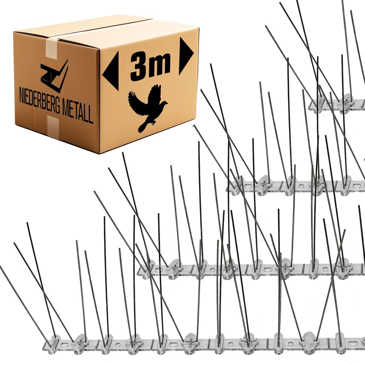 Niederberg Metall Taubenspikes 3 m Vogelabwehr Spikes mit Kunststoffleiste günstig online kaufen