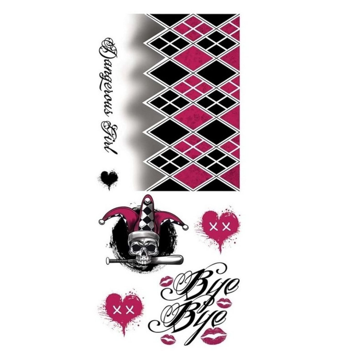 Theaterschminke Halloween Tattoos 'Harlekin', 30 x 14 cm