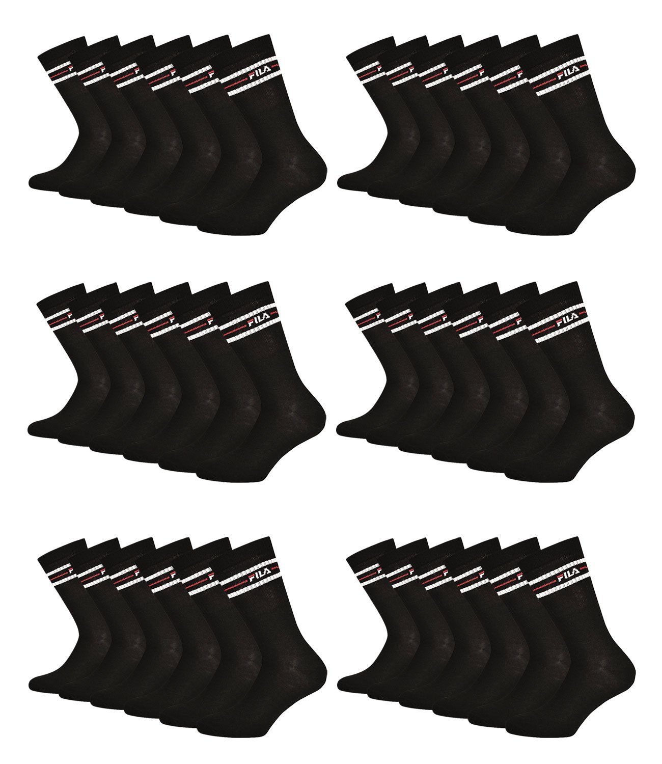 Fila Tennissocken Vintage Sportsocken (18-Paar) mit weichen Bündchen 200 black