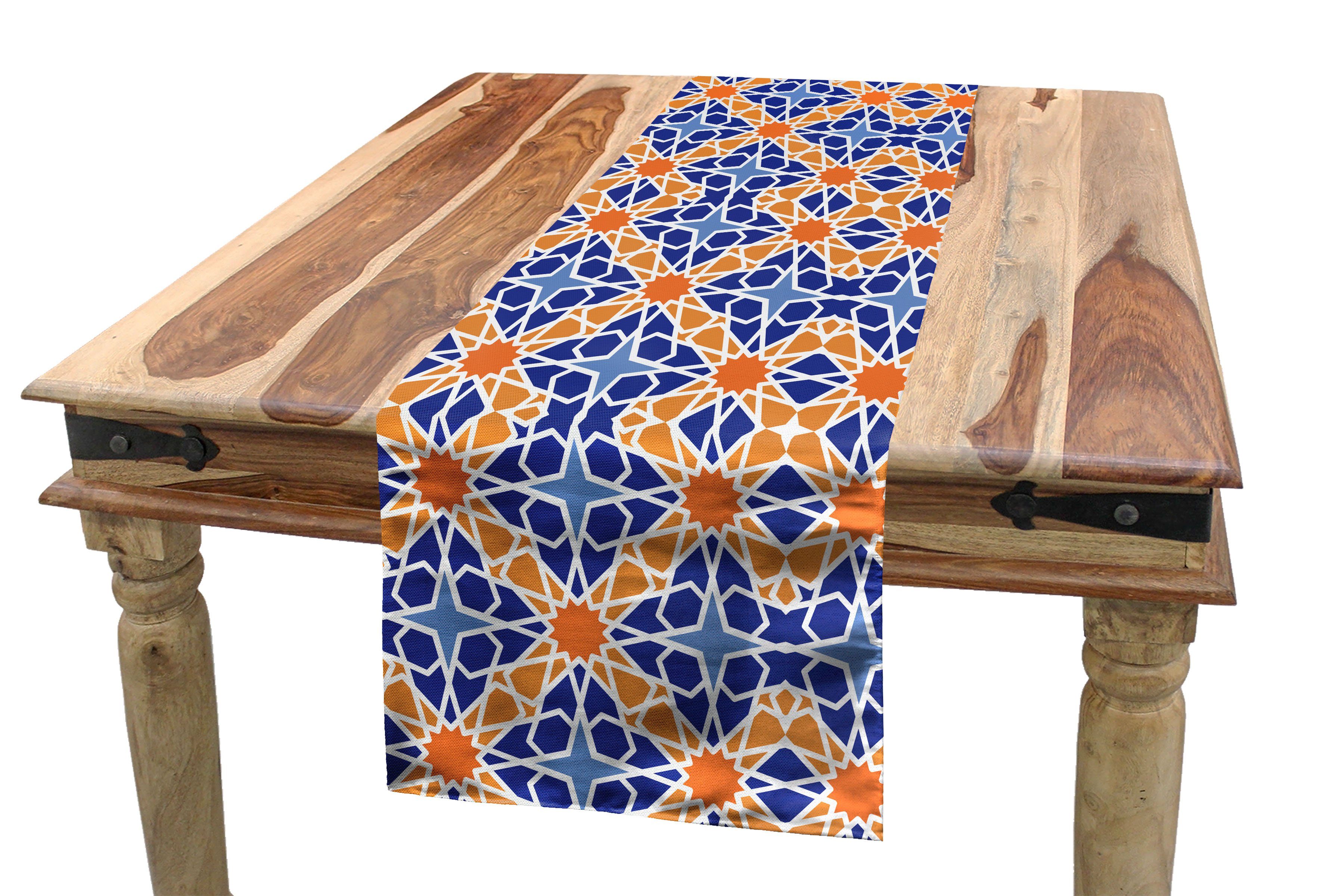 Abakuhaus Tischläufer Esszimmer Küche Rechteckiger Dekorativer Tischläufer, Boho Marokkanische Stern-Entwurf