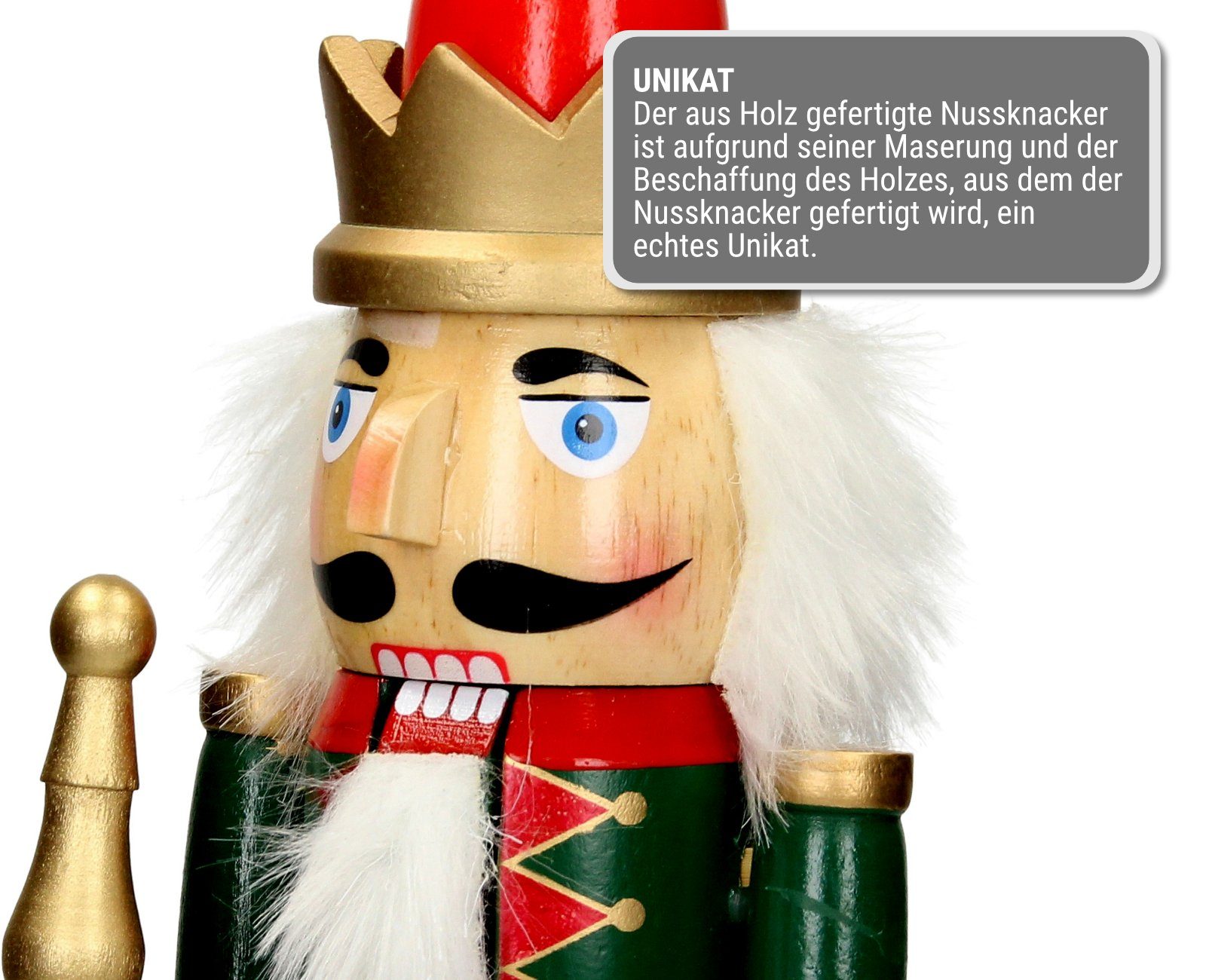 Weihnachtsfigur rot Erzgebirge Volkskunst Unikat HAGO Nussbeisser Holz Nussknacker Figur Deko