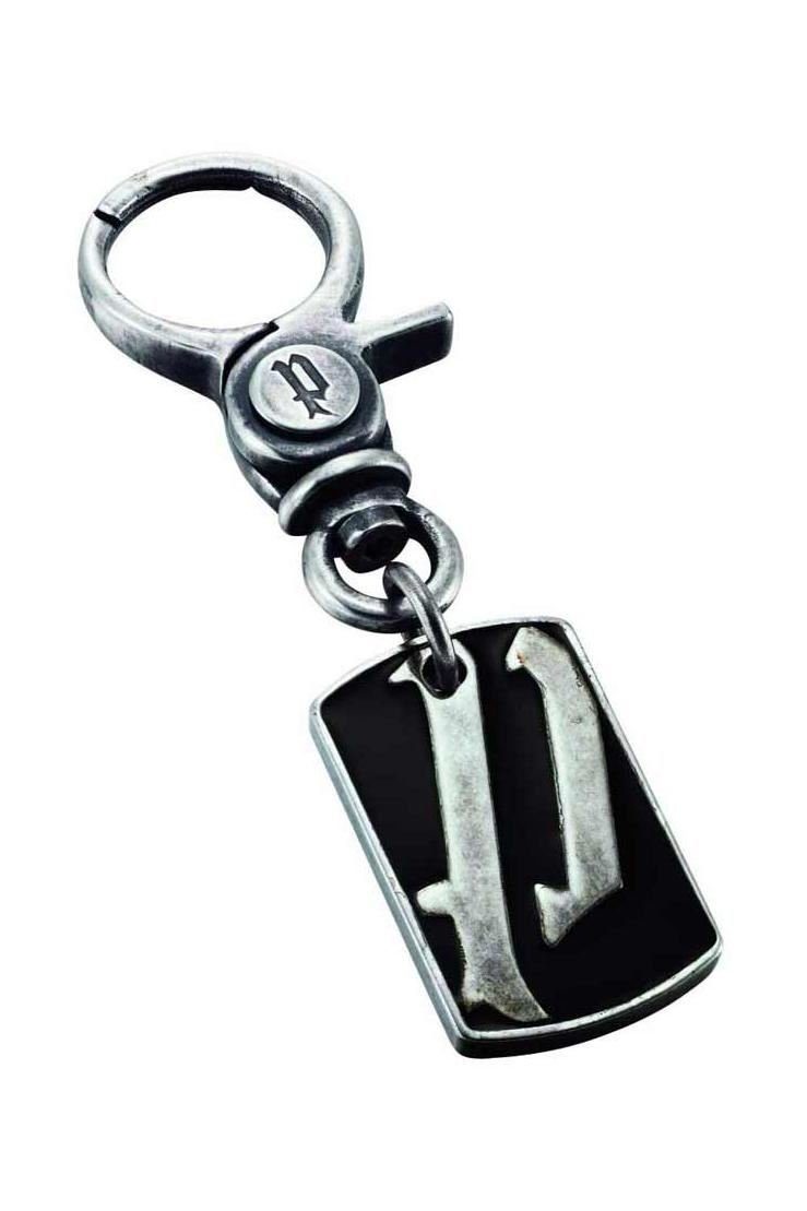 PJ22041KSB-02, Police Police Schlüsselanhänger Schlüsselanhänger Edelstahloberfläche Set ACTION matt-altsilber