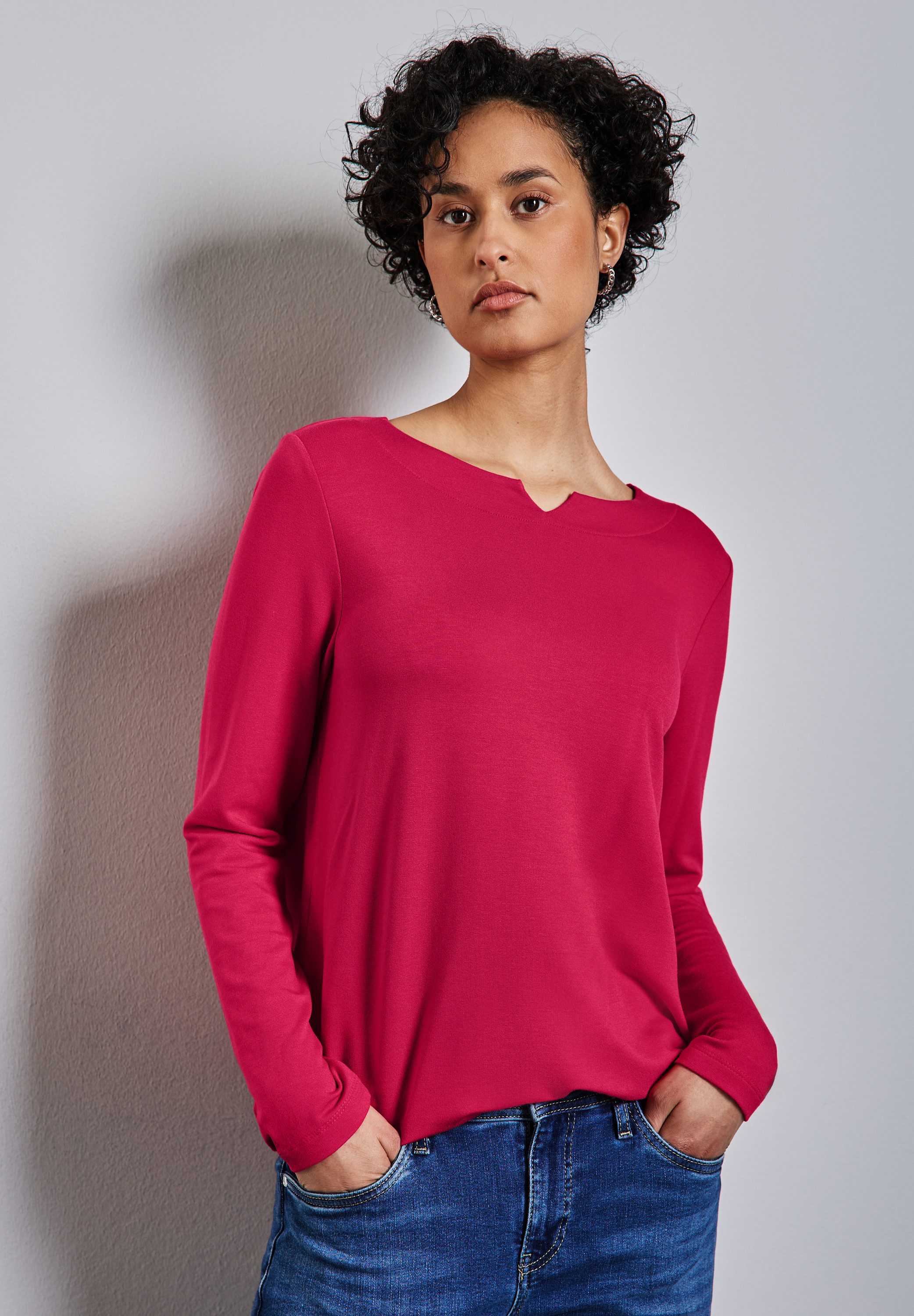 STREET ONE Langarmshirt mit Elastiksaum