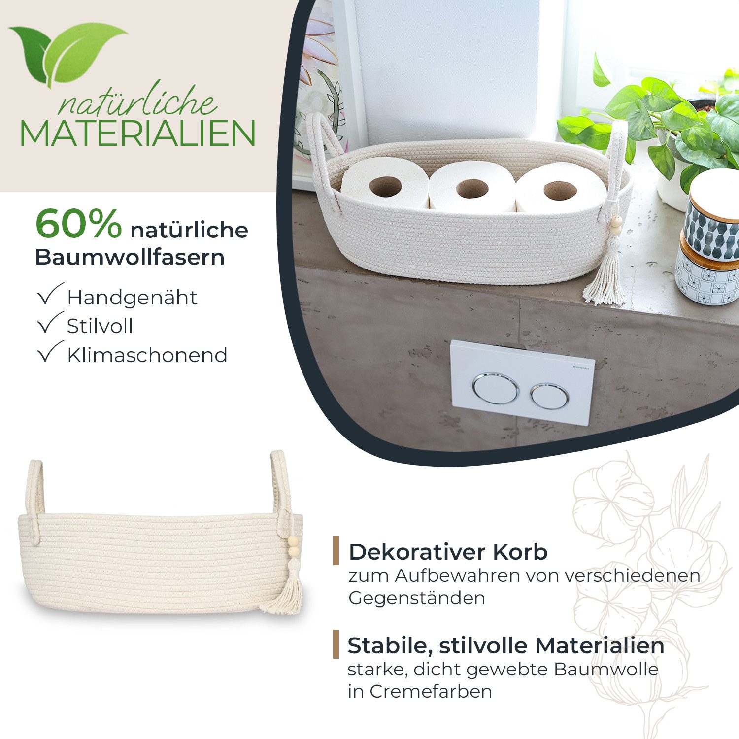 HMF Aufbewahrungskorb Aufbewahrungskorb Badezimmer, Korb für bis zu 3 Rolle günstig online kaufen