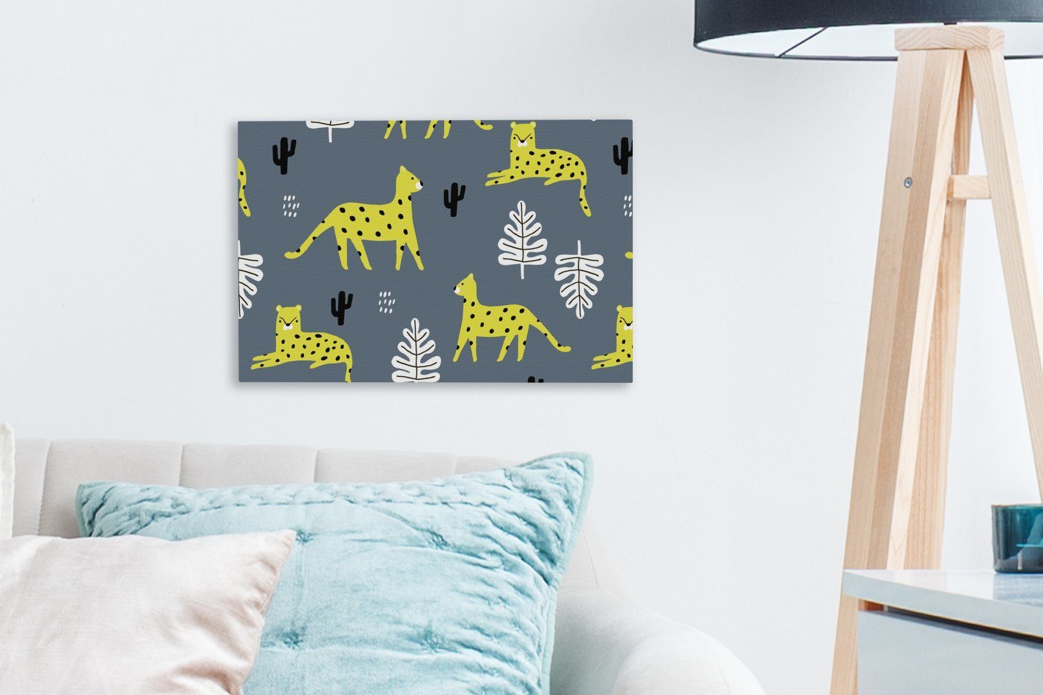 OneMillionCanvasses® Leinwandbild Leopard Muster, cm - Wanddeko, - Leinwandbilder, Aufhängefertig, Wandbild 30x20 (1 Blatt St)