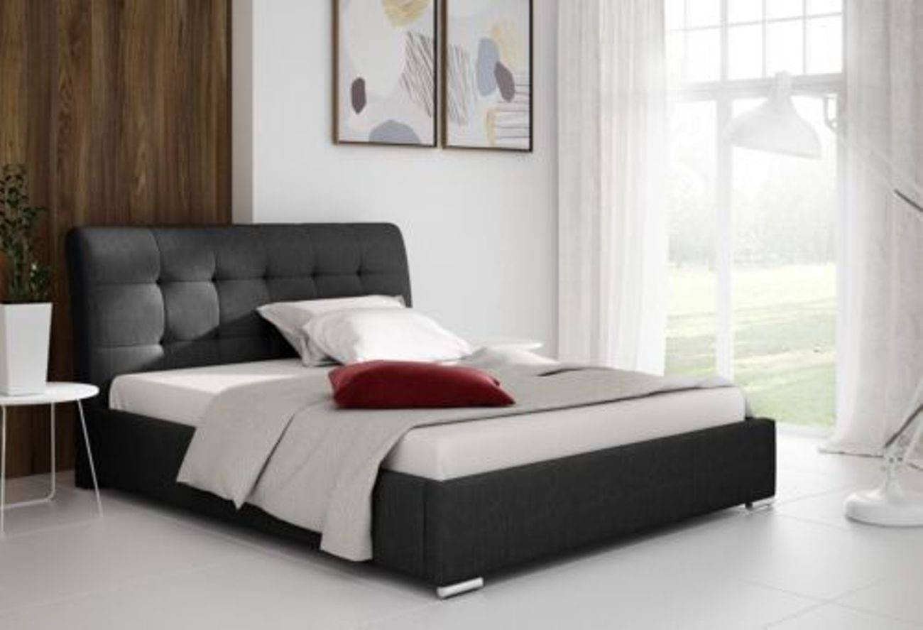 Möbel JVmoebel 160x200 Schwarz Doppel Modern Bett Polsterbett, Luxus Schlafzimmer Neu Design