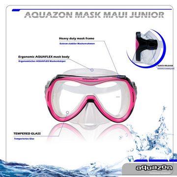 AQUAZON Taucherbrille »AQUAZON MAUI Junior Medium Schnorchelbrille, Taucherbrille, Schwimmbrille, Tauchmaske für Kinder, Jugendliche von 7-12 Jahren, Tempered Glas, sehr robust, tolle Passform«