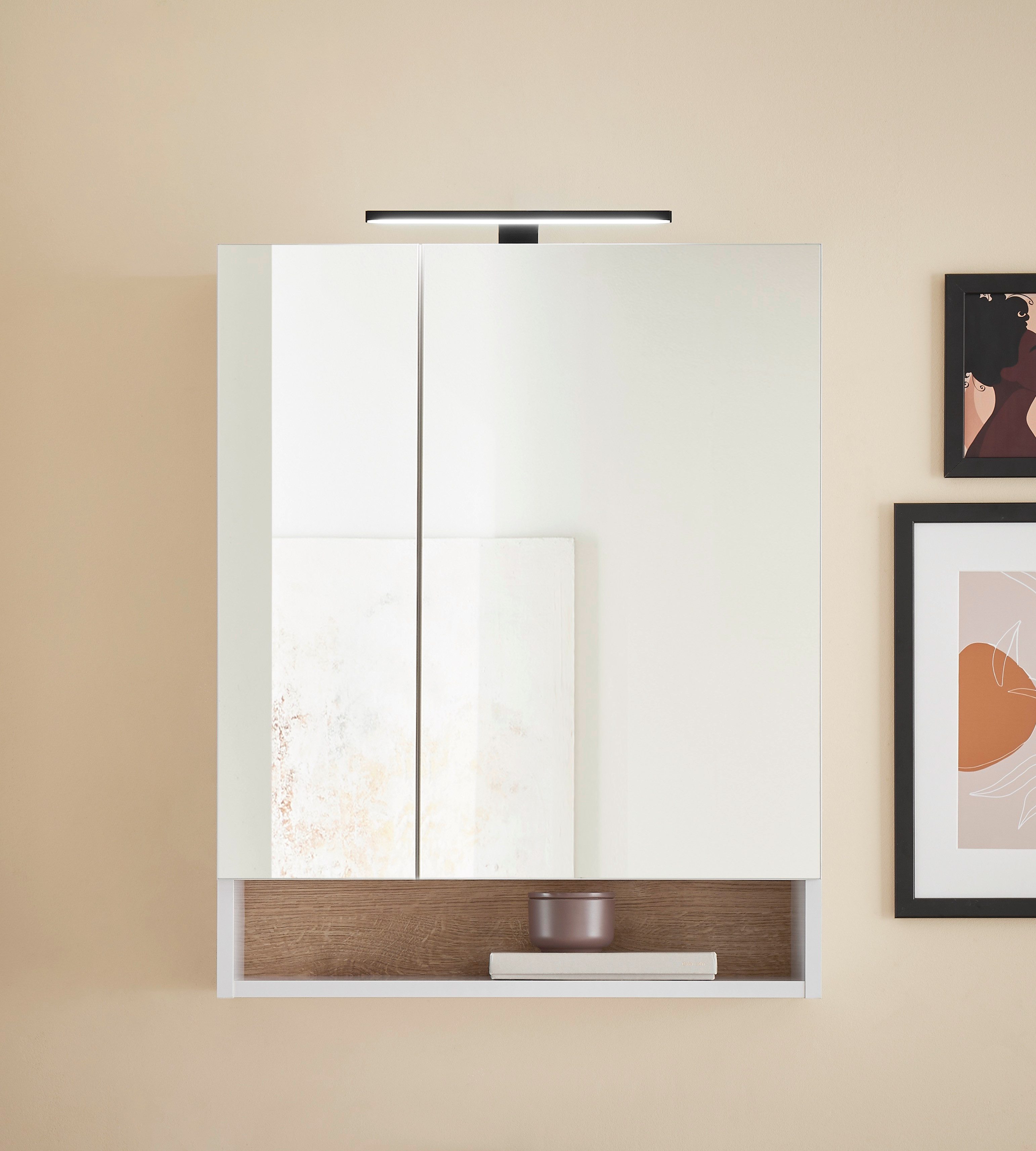 BASIC by Balculina Spiegelschrank Denver Spiegelschrank, Badezimmerschrank BxHxT 60x75x22 (1-St) Breite 60 cm, Tür L/R montierbar, Softclose