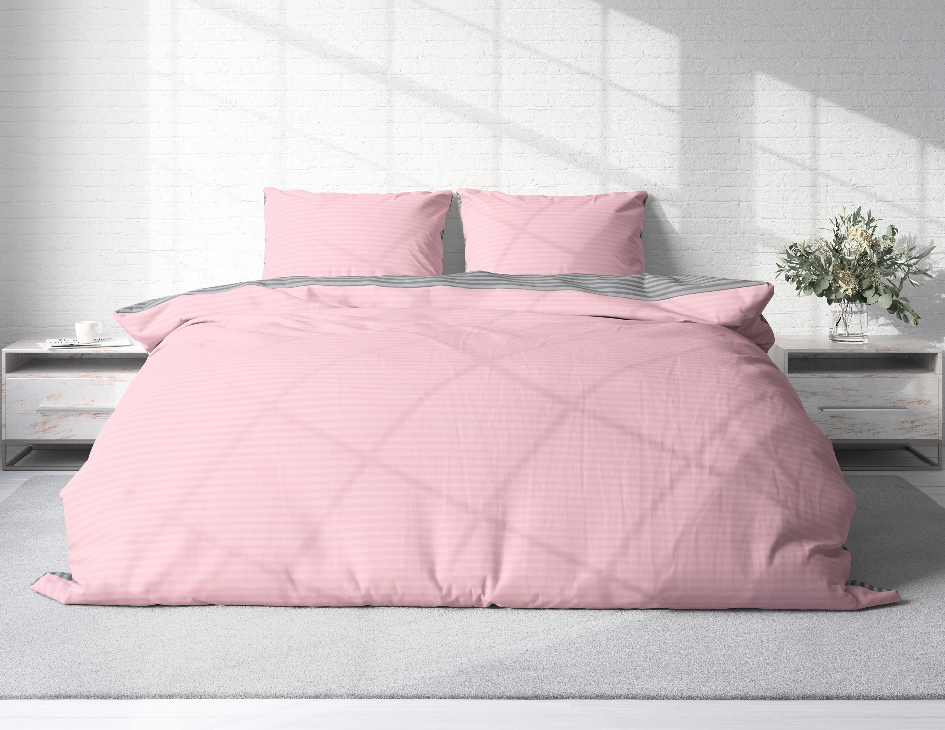 One Home Bettwäsche Wende Streifen, Renforcé, 3 teilig, gestreift und modern, Baumwolle Doppelbett – Bild 2 von 5