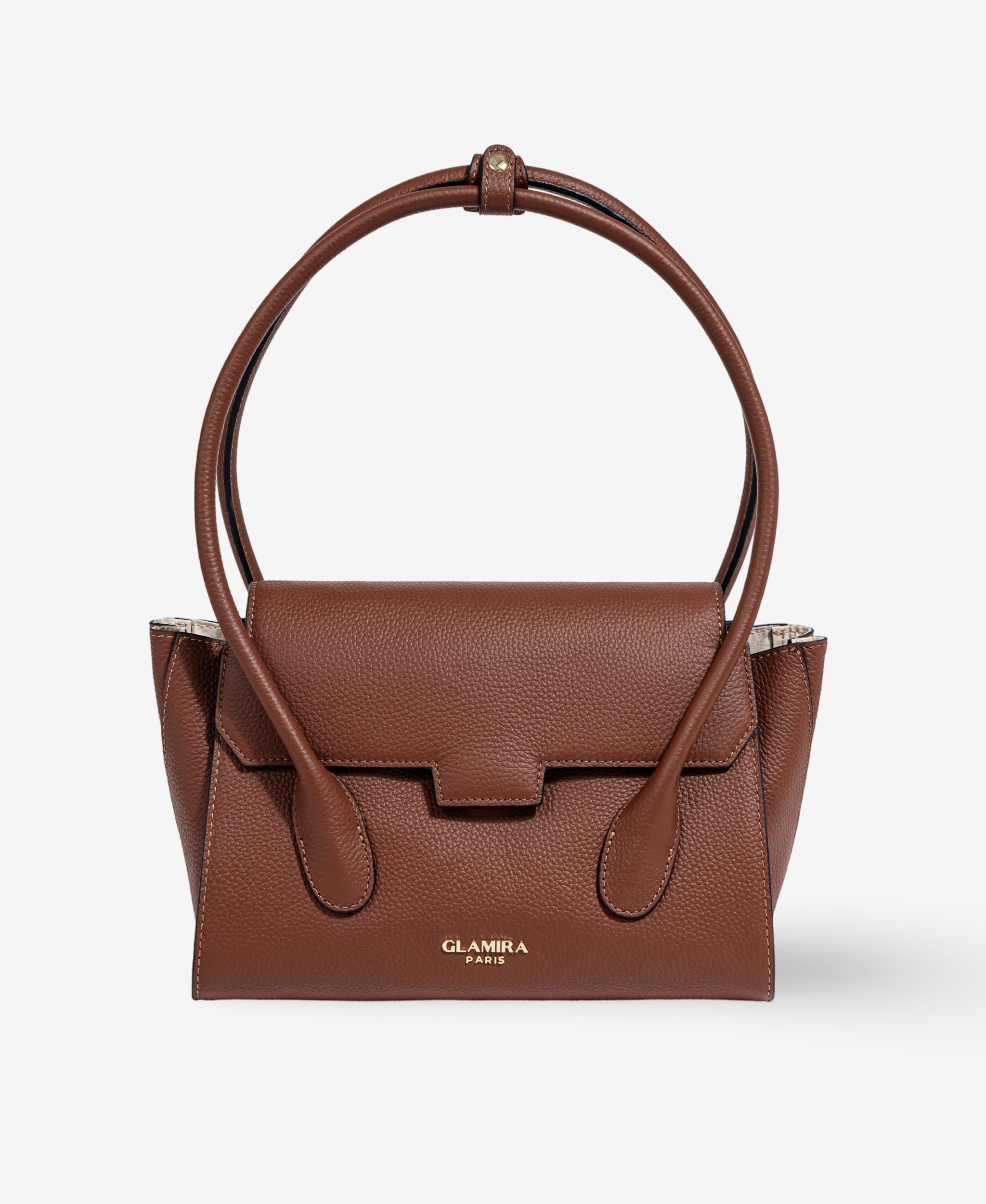 GLAMIRA Schultertasche Lysandra Braune Schultertasche (1-tlg), echt Leder, mit geräumigem Hauptfach