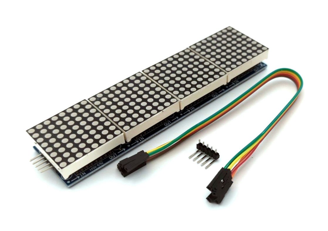LED-Display BerryBase Max7219, 4-in-1 LED Punkt-Matrix-Display Modul, 8x8