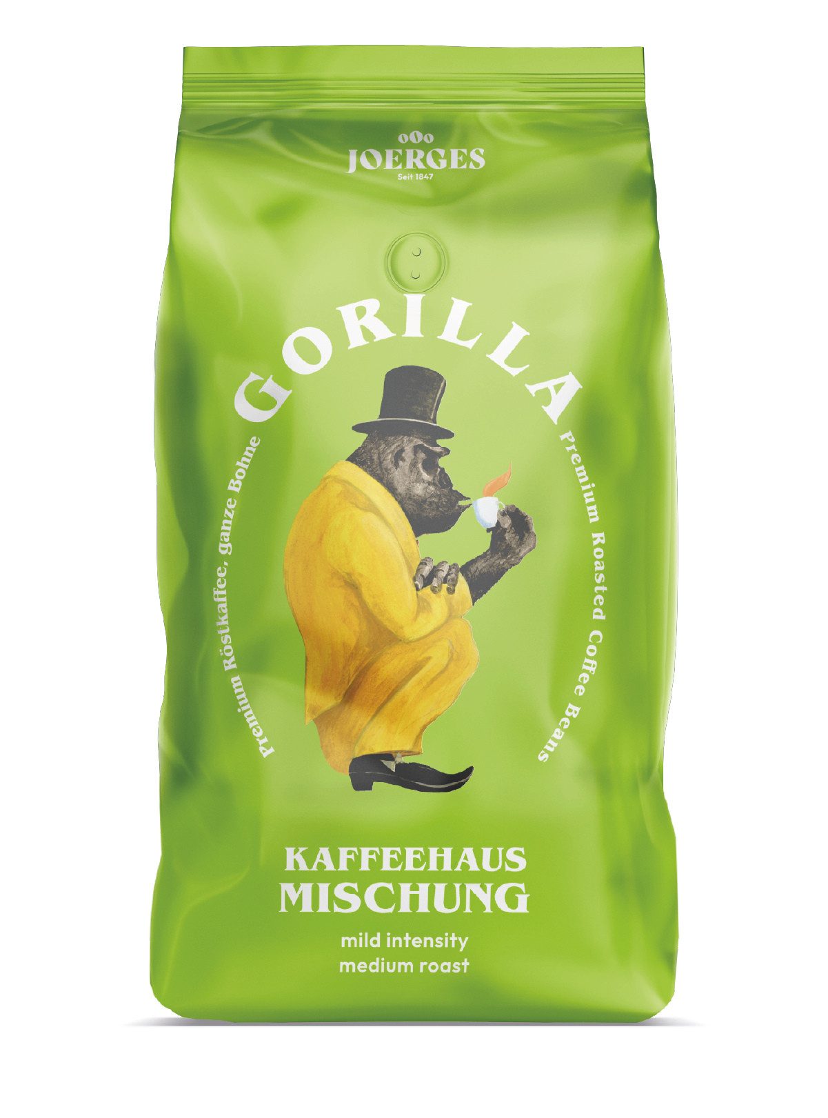 Gorilla Kaffee Gorilla Kaffeehaus Mischung 1 kg, ganze Bohnen, 1 x 1000 g, Kaffeebohnen