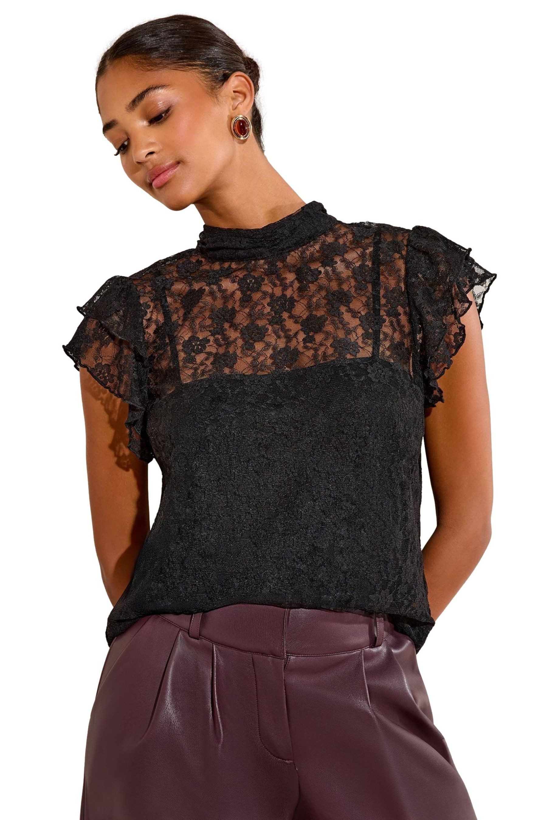 Friends Like These Spitzenbluse Friends Like These Stehkragentop aus Spitze (1-tlg)