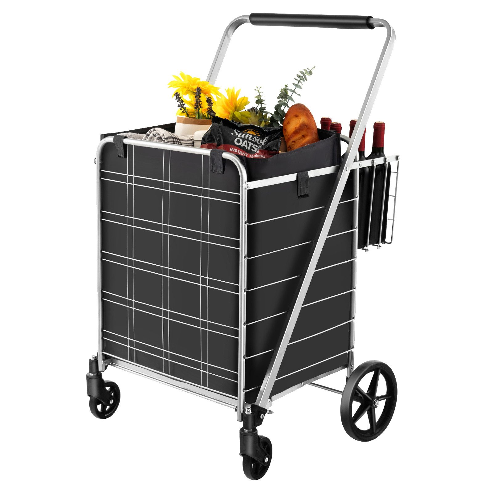 COSTWAY Einkaufstrolley, Mit Abnehmbarer Oxford-Tasche & 2 Körben, 150kg belastbar