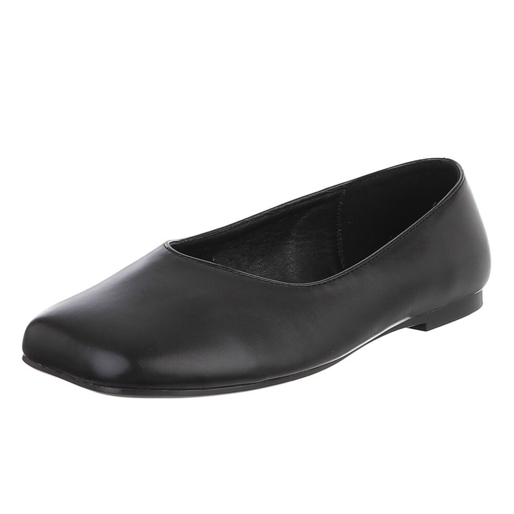Ital-Design Damen Ballerina Slip-On flach schlicht elegant Slipper (92269073) Blockabsatz Klassische Ballerinas in Schwarz