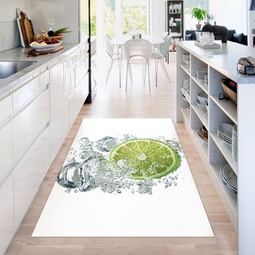 Teppich Küche Vinyl Innen Lime Bubbles modern funktional, Bilderdepot24, rechteckig - grün glatt, nass wischbar (Küche, Tierhaare) - Saugroboter & Bodenheizung geeignet