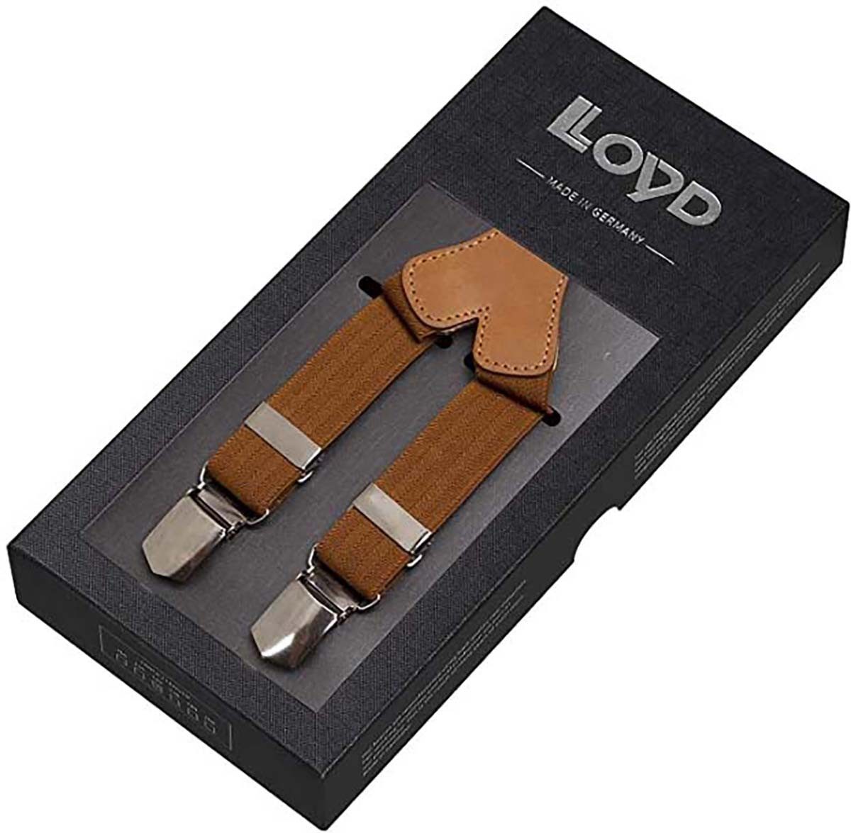 Hosenträger LLOYD-Hosenträger 25 mm uni Lederrückenteil Clips 11-Cognac