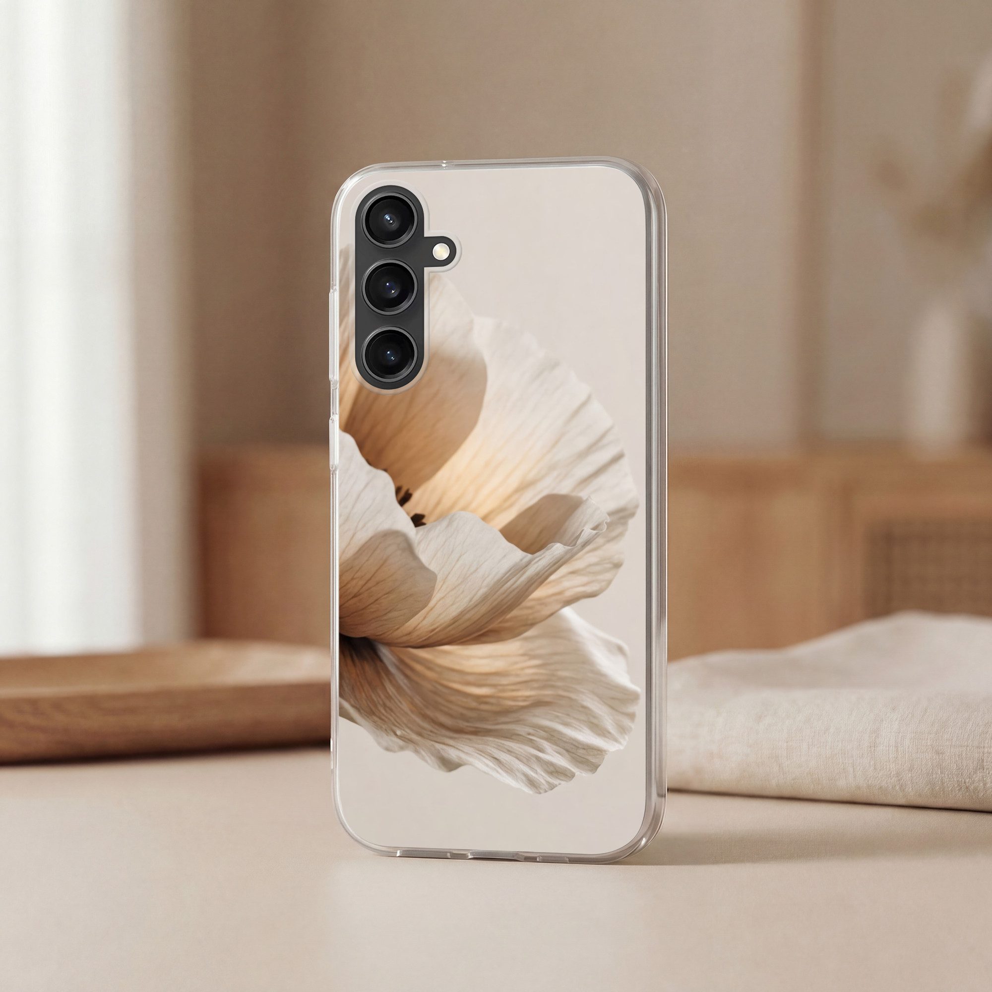 MuchoWow Handyhülle für Samsung Galaxy S23 FE Blume - Beige - Creme