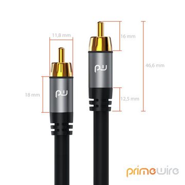 Primewire Audio-Kabel, Cinch, RCA (750 cm), Subwoofer-Cinch Audio-Kabel mehrfach geschirmt - 7,5m