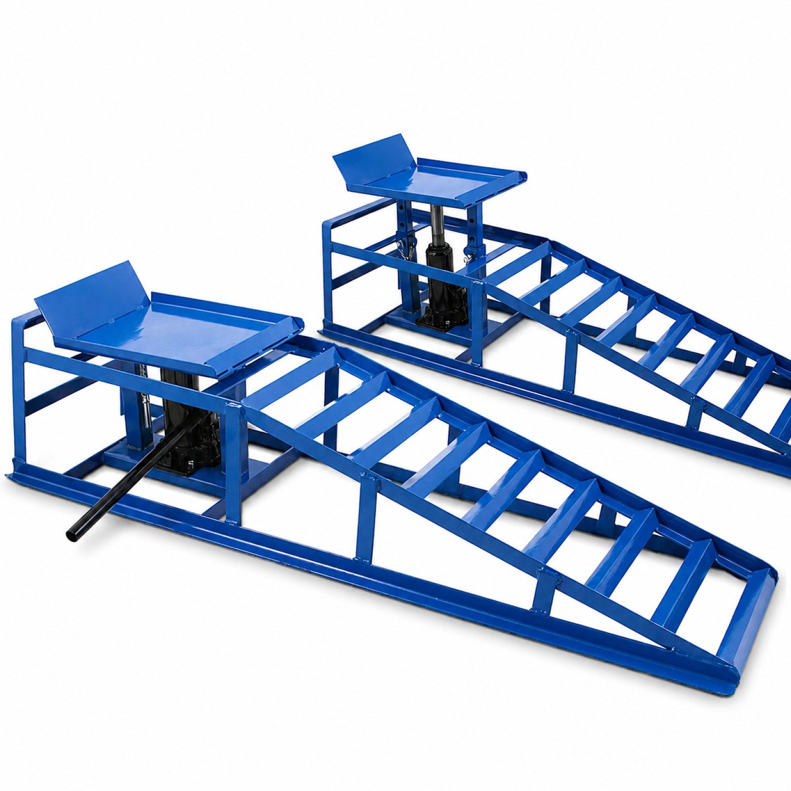 Bituxx Auffahrrampe 1 Paar Blau inkl. Wagenheber (Spar-Set, 2-St., MS-15207), mit hydraulischer Wagenheberfunktion