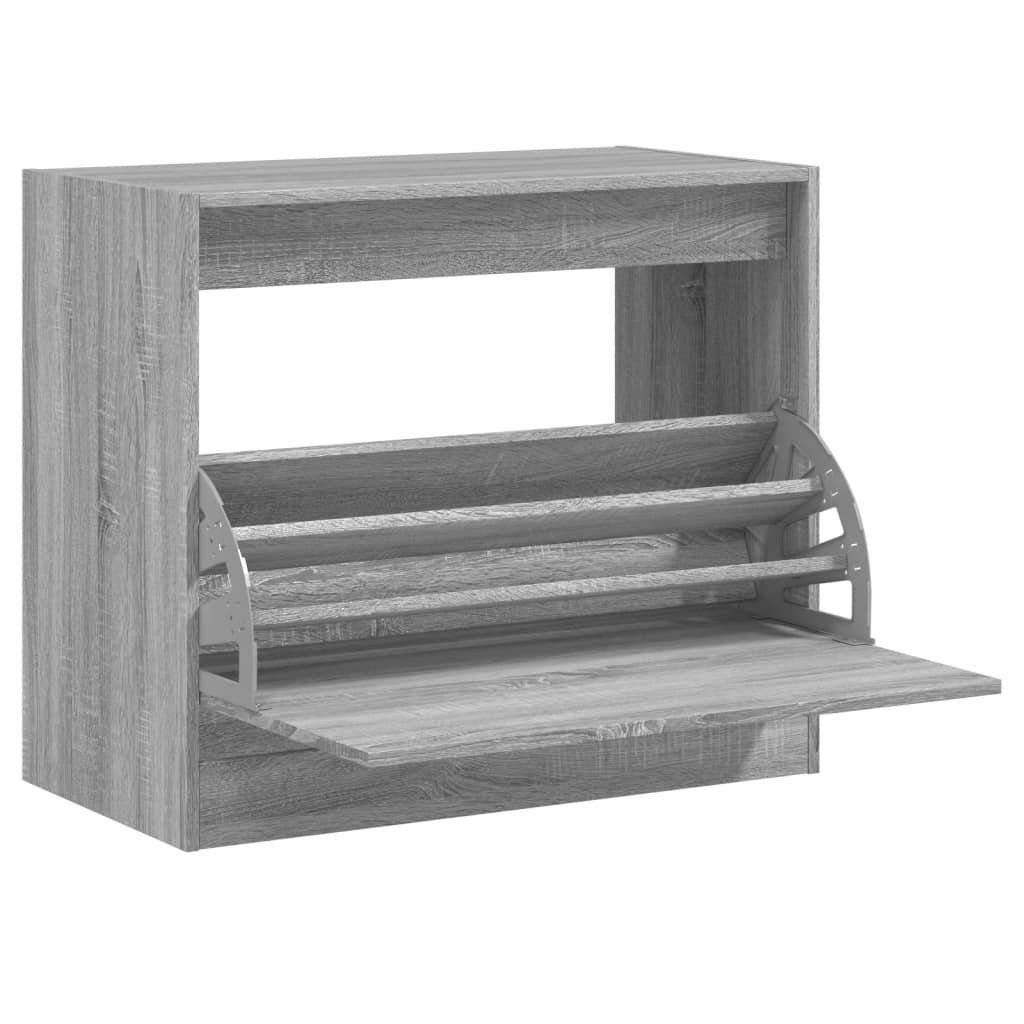 vidaXL Schuhschrank 80 x 42 x 69 cm Schuhschrank Grau Sonoma 80x42x69 cm Spanplatte