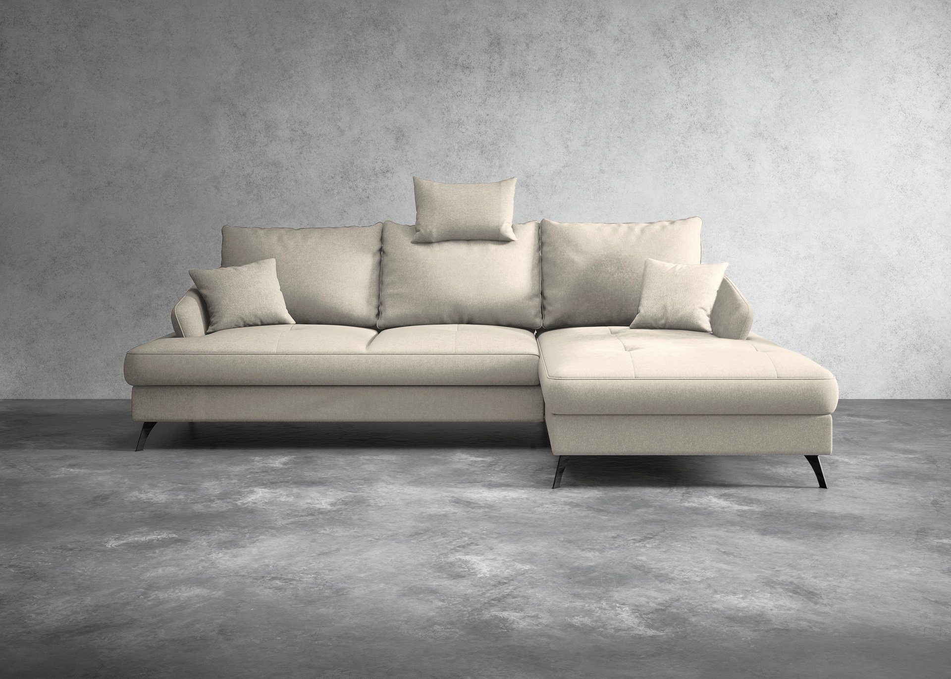 INOSIGN Ecksofa verstellbarer Berleta, Kopfstütze beige Mit