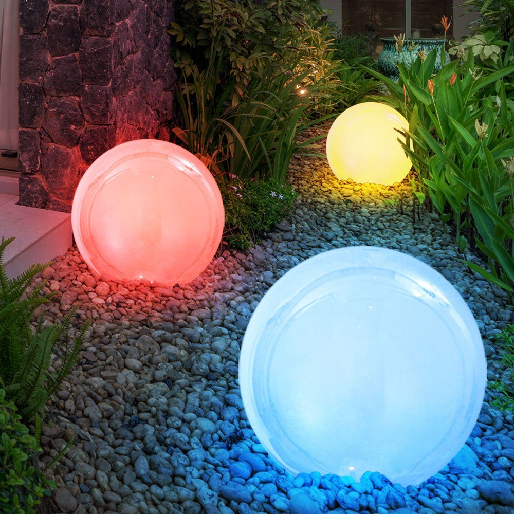 etc-shop LED Lampe IP44 LED-Leuchtmittel verbaut, Außenleuchte fest Farbwechsel, Gartenleuchte, Kugel LED Solar Gartenleuchte Farbwechsel