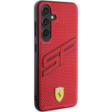 Ferrari Handyhülle Case Galaxy S24 Plus Kunstleder rot Logo Metall 6,7 Zoll, Kantenschutz