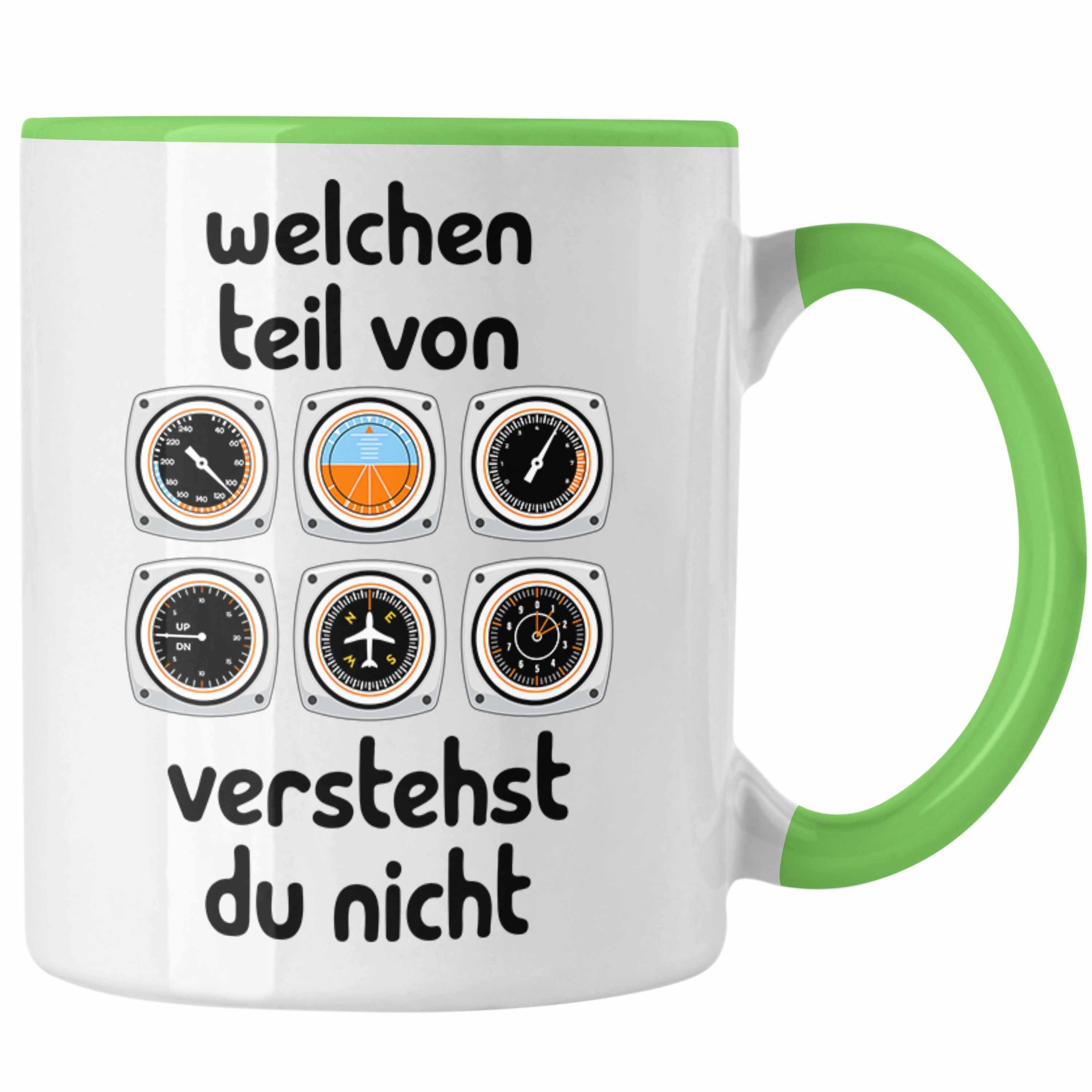 Trendation Tasse Pilot Tasse Geschenk Lustiger Spruch Welchen Teil Von Verstehst Du Nic Grün