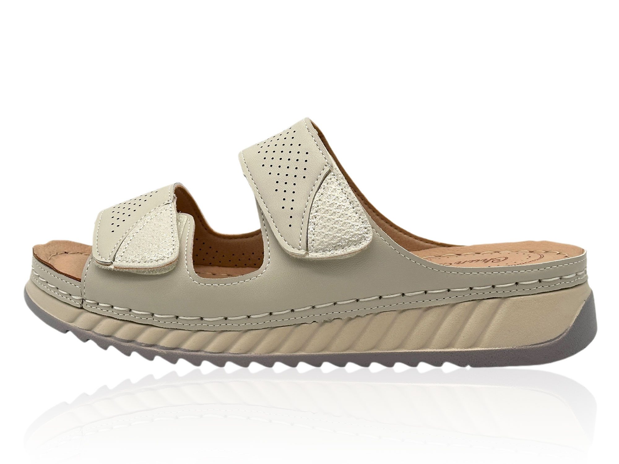 Nowaland Bequeme Damen-Pantoletten mit verstellbarem Riemen und Keilabsatz Pantolette atmungsaktiv, weiche Innensohle, ideal für Alltag & Komfort