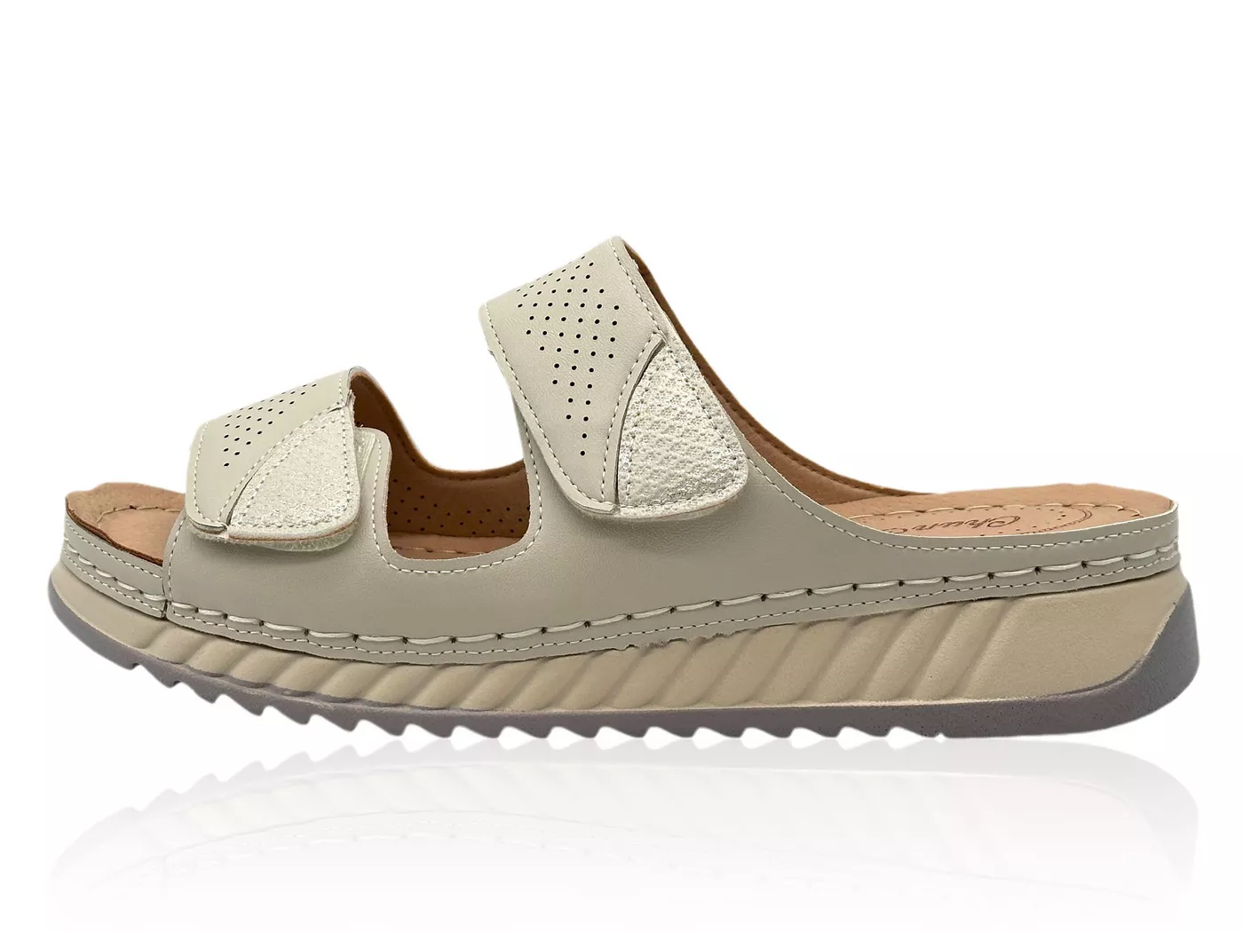 Nowaland Bequeme Damen-Pantoletten mit verstellbarem Riemen und Keilabsatz Pantolette atmungsaktiv, weiche Innensohle, ideal für Alltag & Komfort