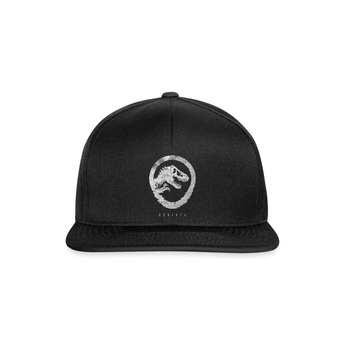 Spreadshirt Snapback Cap Jurassic World Rebirth Logo Mit T-Rex Im Steinlook Snapback Cap (1-St)