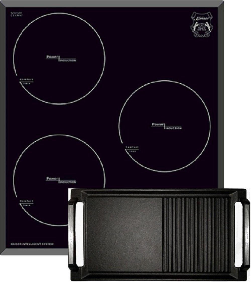 Kaiser Küchengeräte Induktions-Kochfeld, 45 cm, ohne Rahmen, Facetten, Induktionsherd inkl. Grillplatte