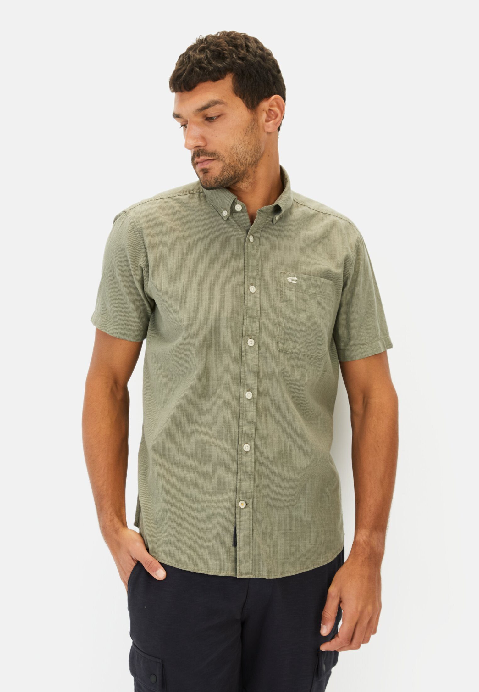 camel active Kurzarmhemd mit Strukturmuster Kurzarm Button-Down Button-Down günstig online kaufen