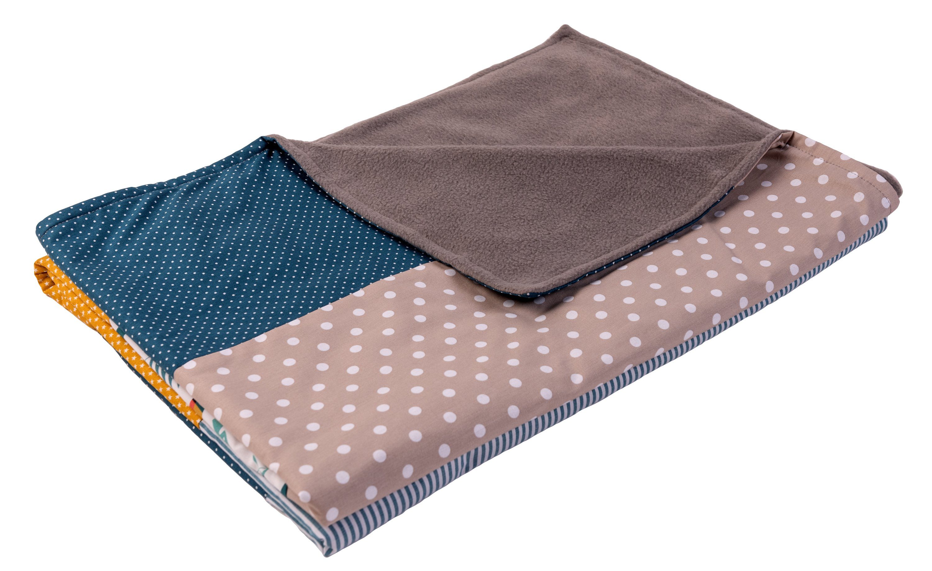 Babydecke Babydecke Dschungel 70x100 cm, ideal als Kuscheldecke & Spieldecke (Made in EU), ULLENBOOM ®, Aus hochwertiger Baumwolle & Fleece, Design: Patchwork