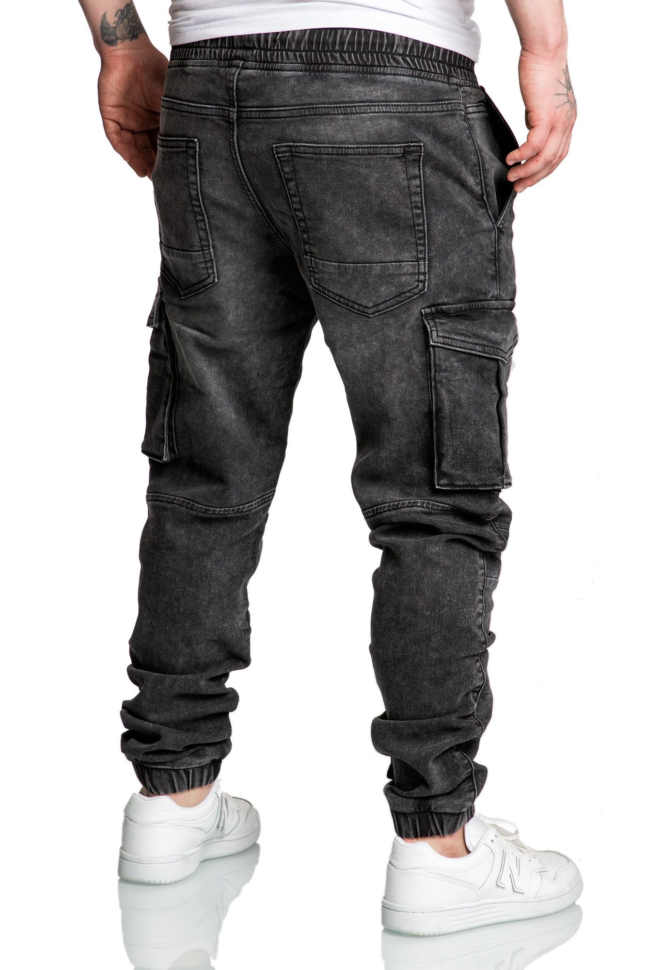 Amaci&Sons Cargojeans ALSIP Sweathose im Denim Look Herren Sweathose in Stretch Denim Jeans