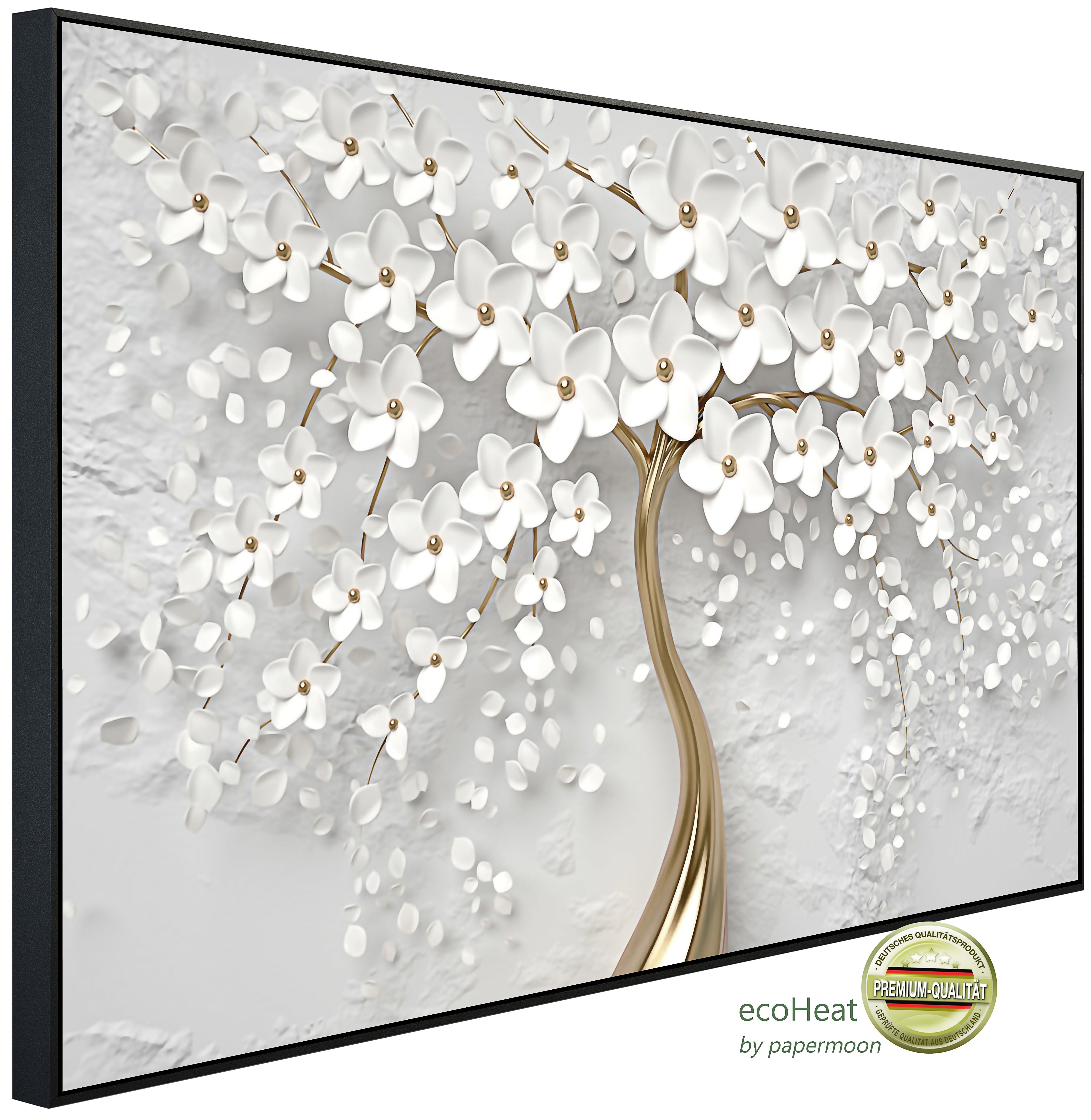 Papermoon Infrarotheizung INFRAROT-BILD-HEIZUNG, Blumen weiß gold, günstig online kaufen