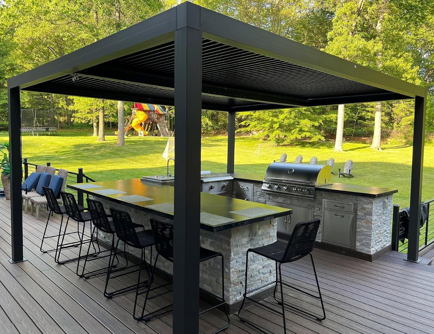 Thumbnail - PURPLE LEAF Pergola Pavillon mit Lamellendach Verstellbaren Lamellen Terrassenüberdachung, BxTxH: 330x455x240 cm, Stabil...