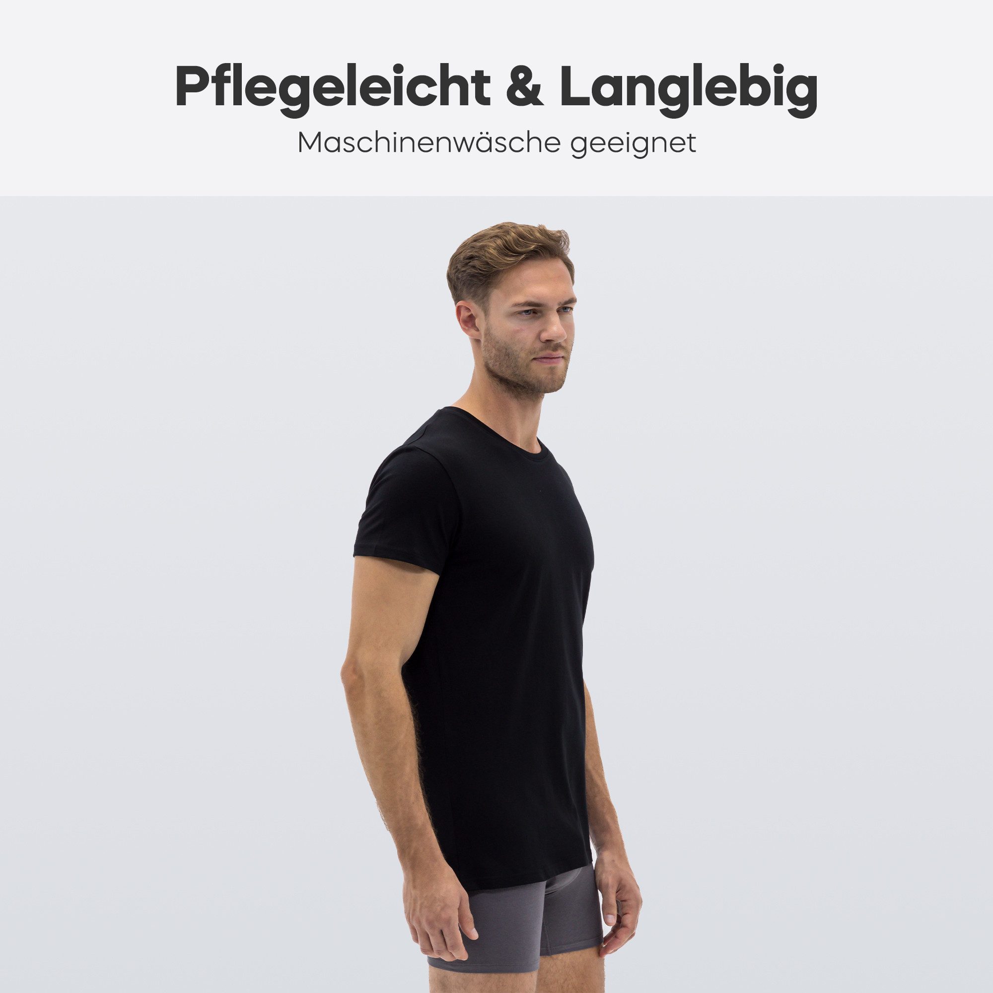 Barrio 13 T-Shirt Herren Shirt aus Stretch Baumwolle (Packung, Set, Spar-Pack, Spar-Packung, 3-tlg., 3er-Pack) Basic Slim Fit - Unterziehshirt Unterhemd