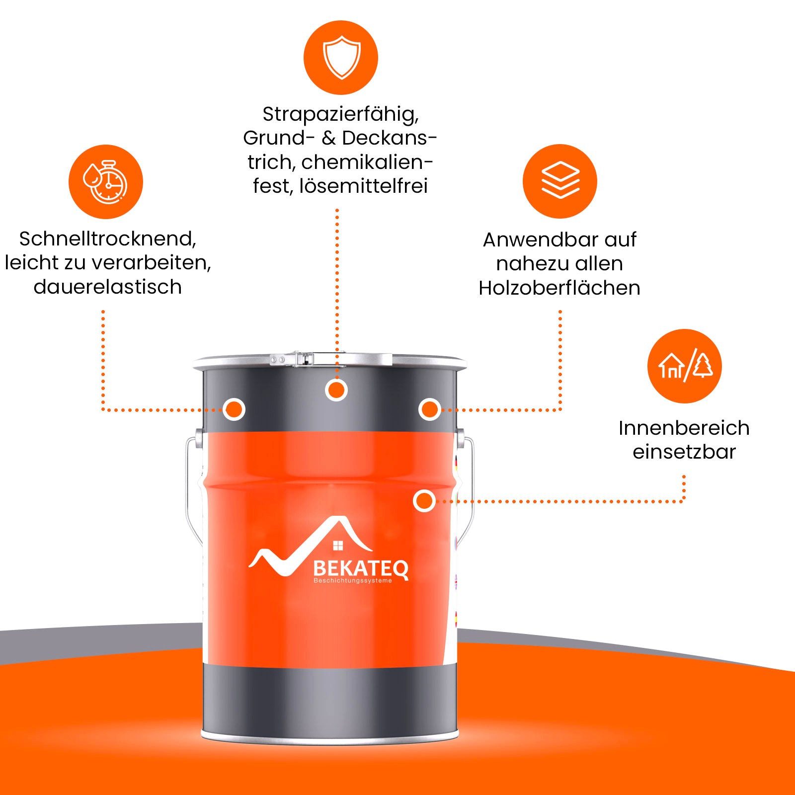 BEKATEQ Holzlack BE-410 Klarlack in seidenmatt oder glänzend, farblos Holzboden, Parkettboden, Treppen, Bodensiegel