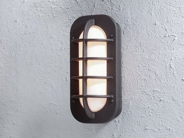 meineWunschleuchte LED Außen-Wandleuchte, LED wechselbar, Warmweiß, Fassadenbeleuchtung Hauswand, Kellerleuchte Schwarz, Höhe 36cm