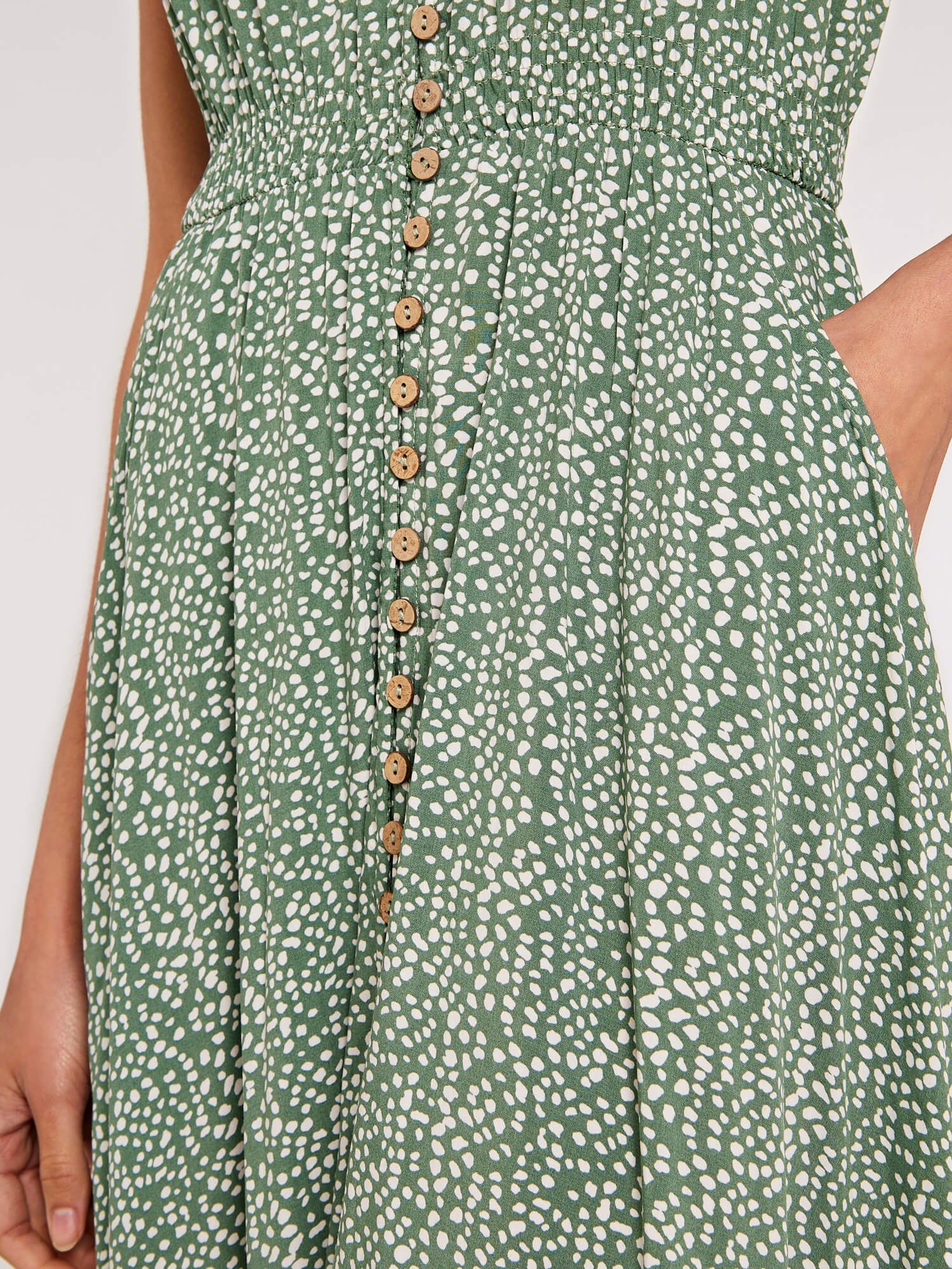 Apricot Druckkleid Gemustertes Maxikleid (1-tlg., Nicht angegeben) mit bestickter Bordüre