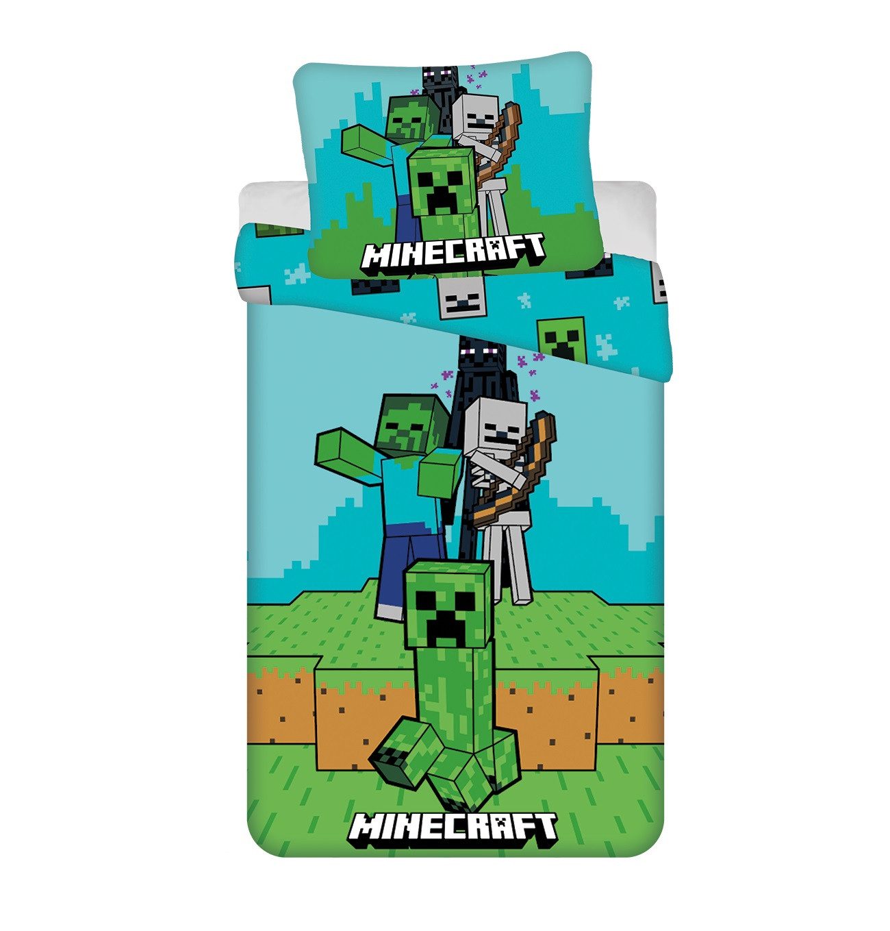 Minecraft Kinderbettwäsche Kuschelige Bettwäsche Baumwolle, 140x200 cm & 70x90 cm