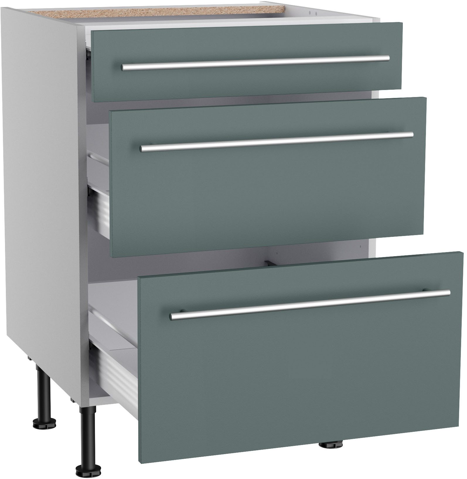 KOCHSTATION Unterschrank KS-Bern2 Breite 60 cm, 1 Schubkasten, 2 Auszüge